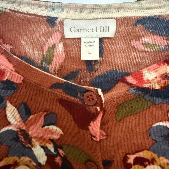 Garnet Hill Eco Signature Merino Wool Crew Neck Cardigan Sweater L - Picture 3 of 4